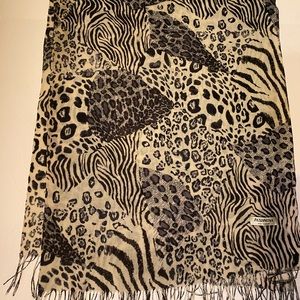 Pashmina Scarf Multi Patterned Black and Off White
